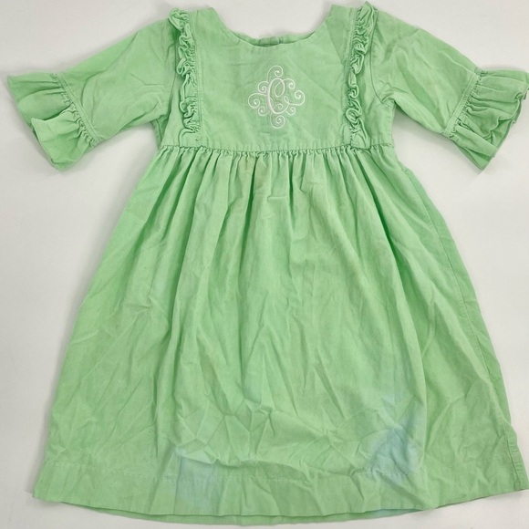 Girls Natalie Grant Dress Mint Green Thin Corduroy Monogrammed “C” Dress size 5 - Picture 1 of 8